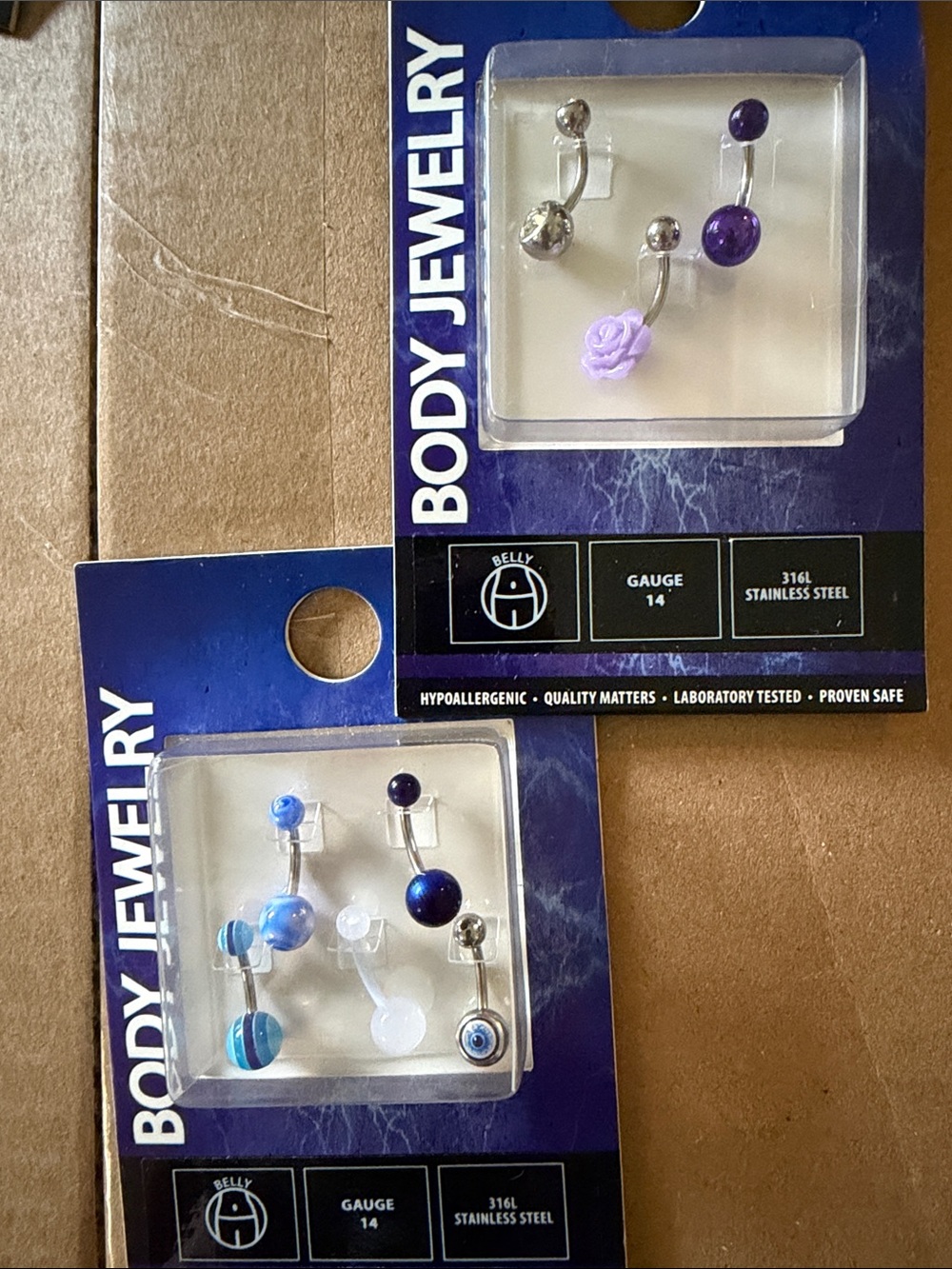 Purple & Blue Belly Button Ring Set